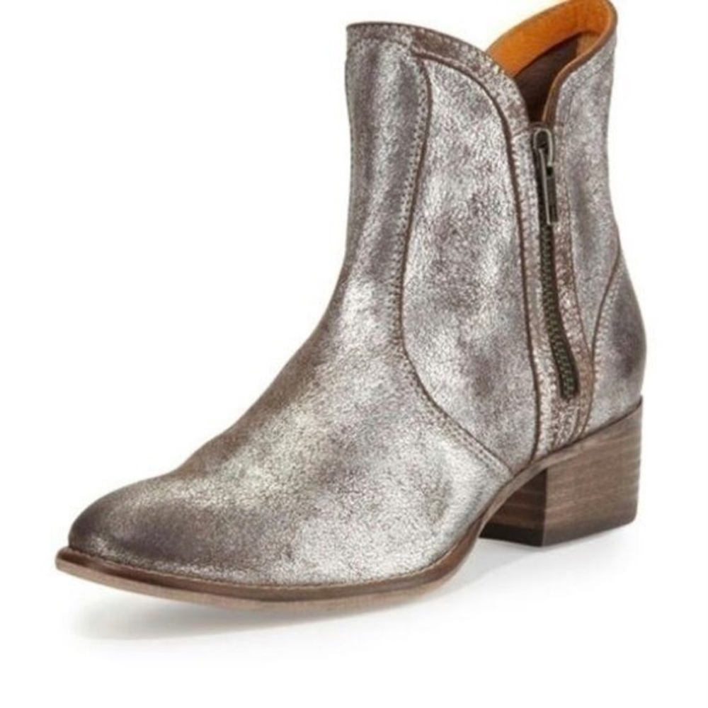 Seychelles Boots Lucky Penny Ankle Metallic Western Boho Gunmetal Silver Size 7